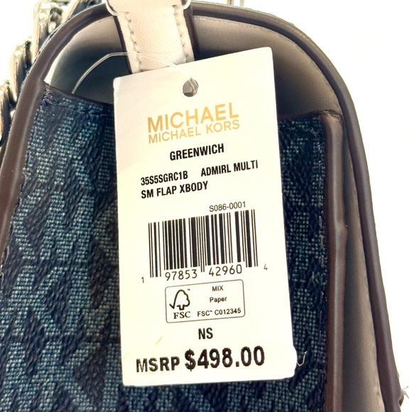 Michael Kors Greenwich Small Color-Block Signature Crossbody Bag Admiral Blue - Picture 9 of 9